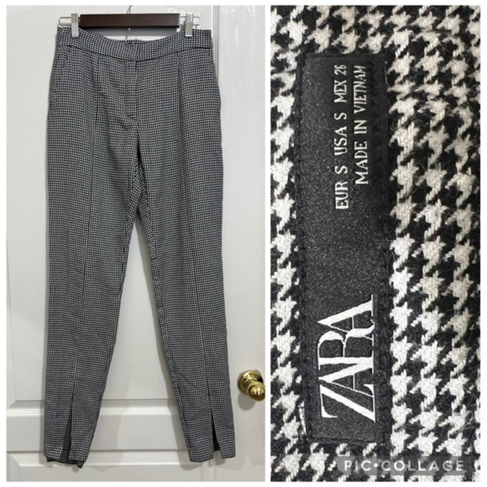 Zara Monochrome Houndstooth Trousers pants size S